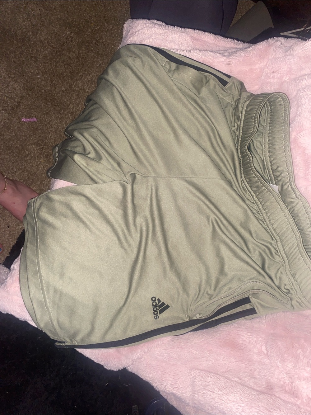 adidas Men’s Olive Athletic Shorts with Black Trim